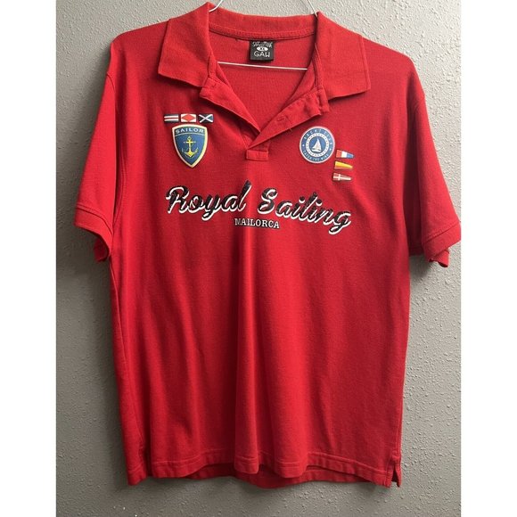 Vintage Sargantana GAW XL Polo Mens Shirt Red Royal Sailing Mallorca Yacht Club - Picture 1 of 8
